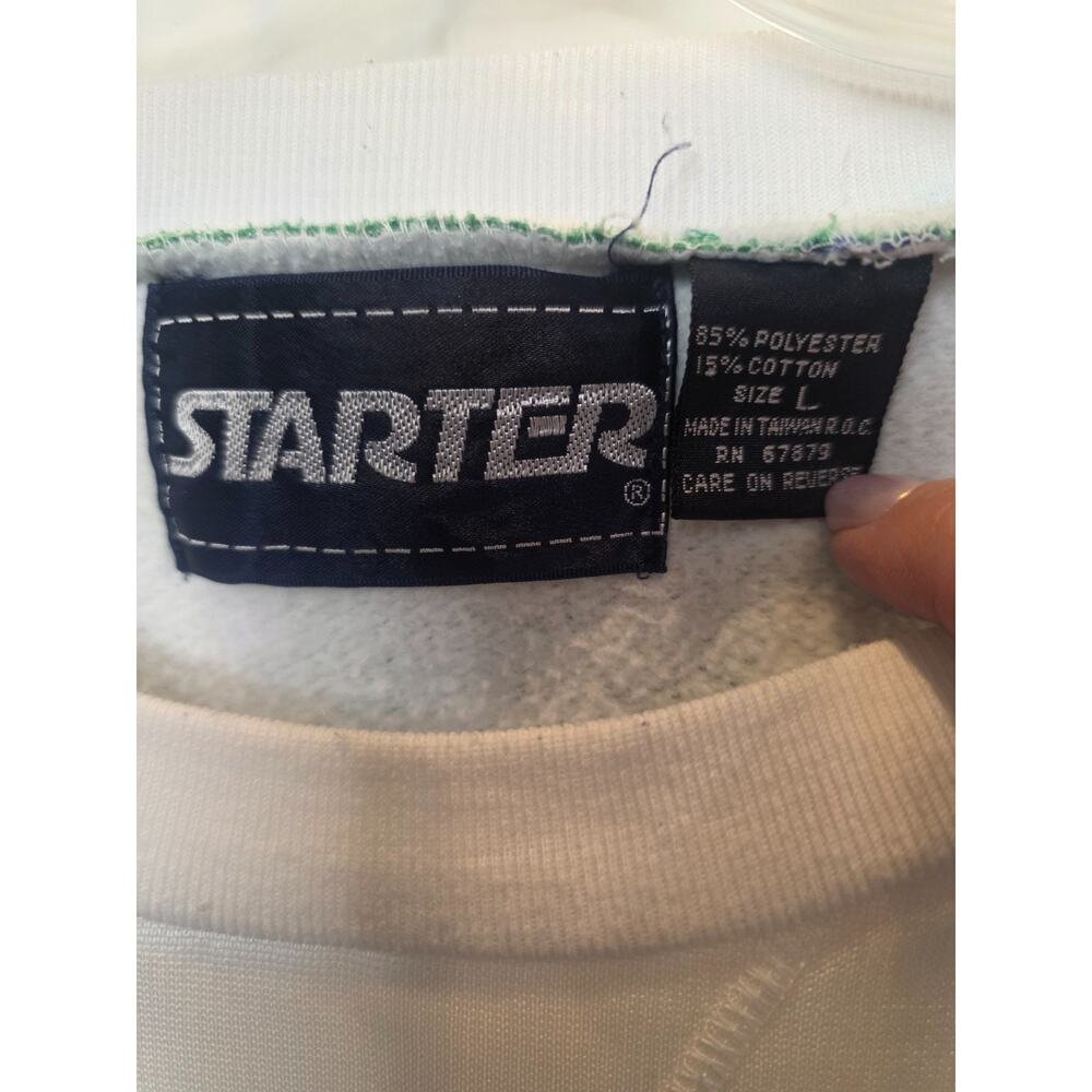 Starter Seahawks Vintage Sweatshirt Men's Large White Seattle Crewneck 90s NFL - Picture 11 of 11